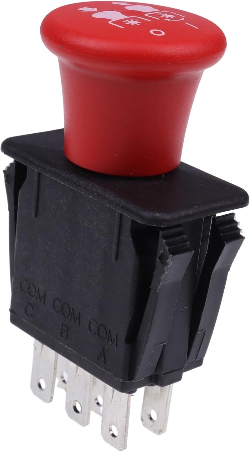 Demfec 8 Terminals 10 AMP Clutch PTO Switch Compatible with Bobcat Jacobsen Dixie Chopper Most Units 2721505 4174684 500016 430-528 Rotary 110-9657A Delta 6204-322 MTD 725-07534 Red - Image 4